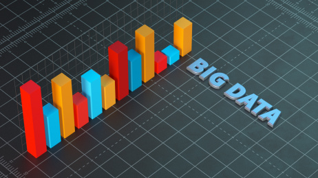 金融科技题材的大数据分析柱状图和字母