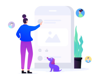 虚拟的社交给予人精神的慰藉，概念商业扁平矢量插画