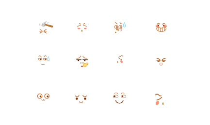 表情包卡通元素矢量素材包插画