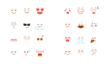 表情包卡通元素矢量素材包插画