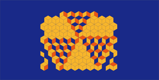 正等轴测小方块堆叠矢量插画设计素材