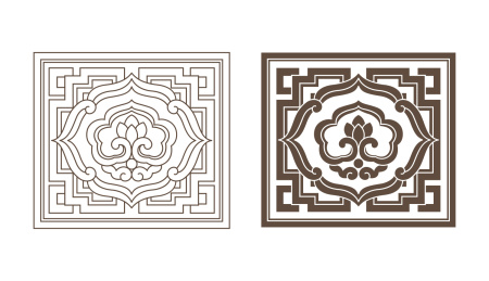 中国传统的装饰纹样图案，白色背景