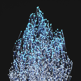 发散的蓝色发光小球与线条，三维渲染