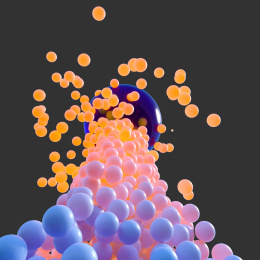 发散的悬浮在空中的小球，三维渲染