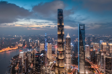 上海浦东新区陆家嘴摩天大楼夜景