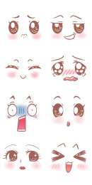 手绘卡通人物表情包总图插画