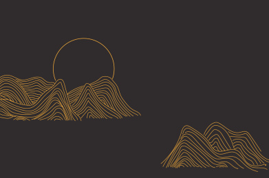 圆月风景矢量线稿插画元素