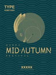 中秋节海报-渐变金丝线玉兔矢量素材