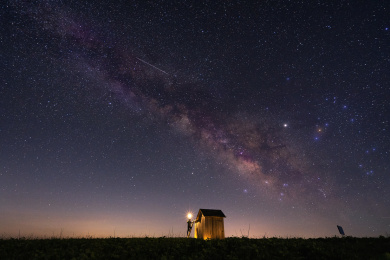 山西运城舜王坪的星空夜色风光