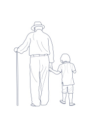 爷爷和孙子 简笔画图片