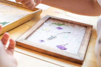 传统手工课程花草纸制作过程