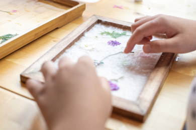 传统手工课程花草纸制作过程