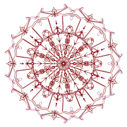 红色的复杂的花纹，欧式风格的花纹。