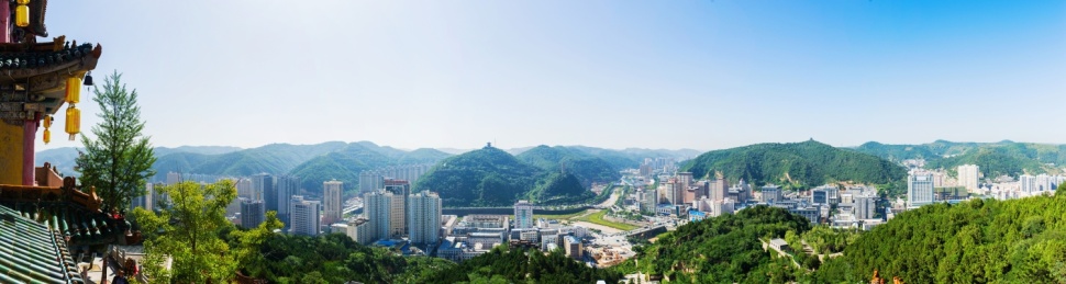 中国陕西革命圣地延安城市全景