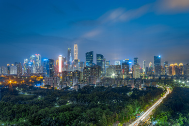 深圳福田CBD繁华的城市夜景