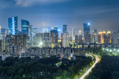 深圳福田CBD繁华的城市夜景