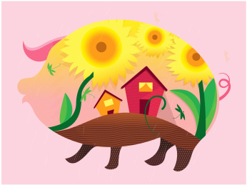 夏天 猪 矢量插画  节日插画
