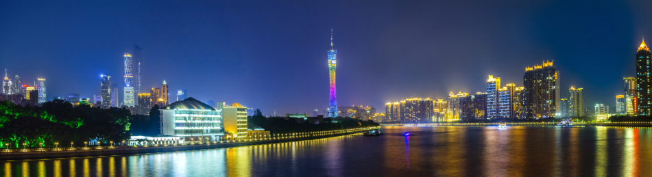 中国广东省广州市珠江夜景风光
