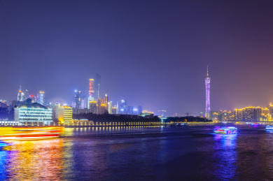 中国广东省广州市珠江夜景风光