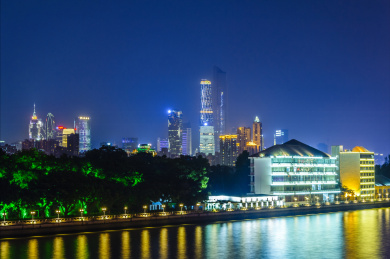 中国广东省广州市珠江夜景风光