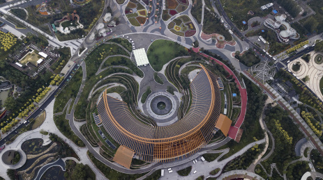 北京世界园艺博园会中国馆建筑鸟瞰航拍