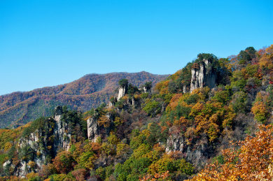 中国辽宁丹东宽甸天桥沟秋景