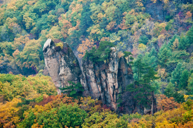 中国辽宁丹东宽甸天桥沟秋景