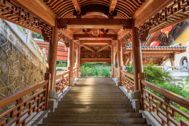 中国浙江省杭州市上天竺法喜寺廊亭