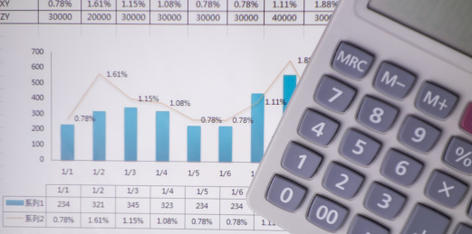 数据图表的上面放着计算器