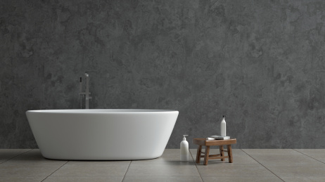 家居题材的浴室里的浴缸，3d渲染