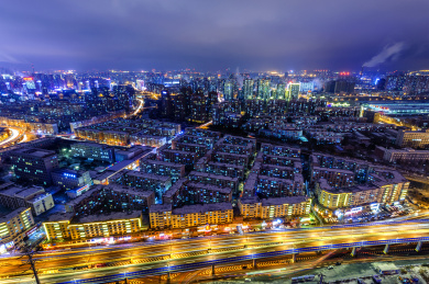 中国辽宁沈阳大东区城市夜景