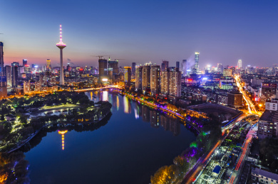 中国辽宁沈阳彩电塔夜景风光