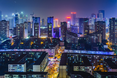 中国辽宁沈阳城市夜景风光