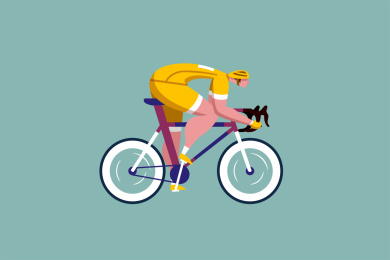 扁平风公路骑行人物插画
