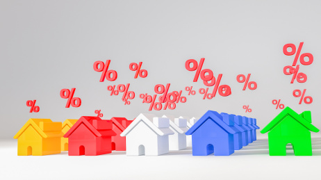 房贷利率新政调整抽象场景海报