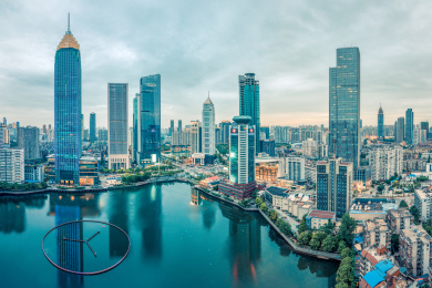 中国湖北省武汉市西北湖金融区城市风光