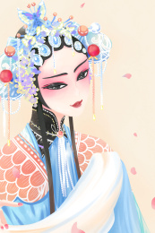 一位正在唱戏的美丽的女子