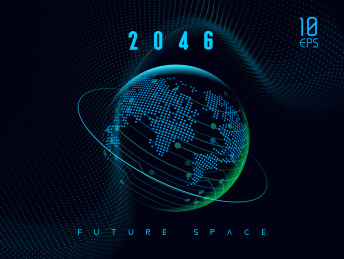 发光的点和线构成的未来科技星球概念矢量插画