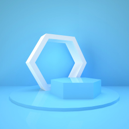 清新蓝色简约多摆台电商促销立体海报背景模板平面设计