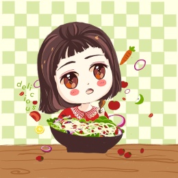 胖胖的可爱呆萌的吃货小姑娘