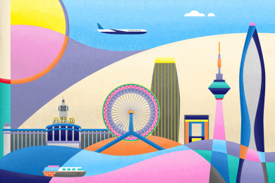 中国城市多彩天津地标建筑物景观概念插图