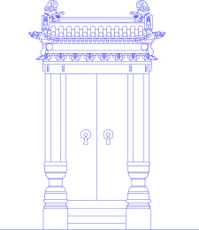 古建筑门头矢量线稿