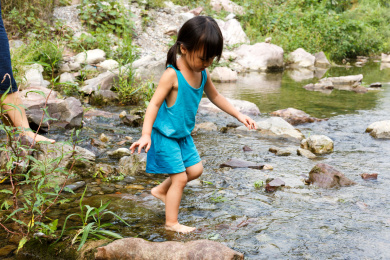 一名中国小女孩在山溪里玩水捞鱼_站酷海洛_正版图片_视频_字体_音乐