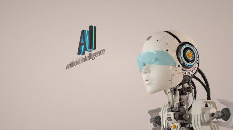 科技题材的人工智能机器人，3d渲染