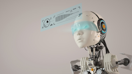 科技题材的人工智能机器人，3d渲染