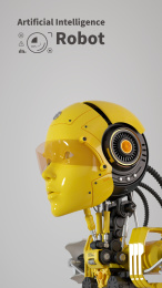 科技题材的人工智能机器人，3d渲染
