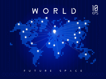 点和线组成的科技技术大数据信息通讯世界概念地图