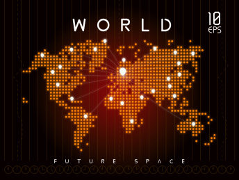 点和线组成的科技技术大数据信息通讯世界概念地图