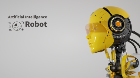 科技题材的人工智能机器人，3d渲染