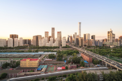 中国北京建国门现代建筑天际线城市风光